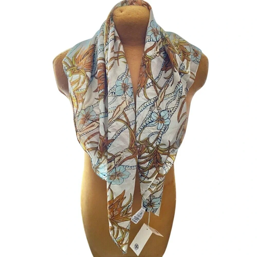 tory burch climbing‎ palms square scarf cotton 36